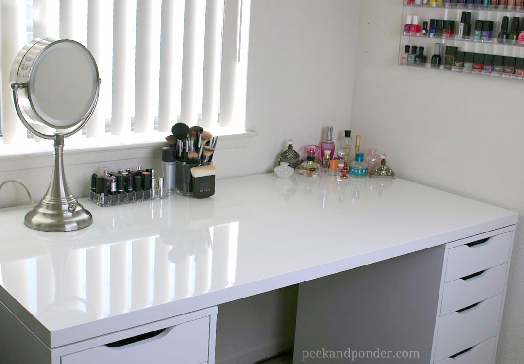 ergonomic Ikea White Makeup Desk for Small Room